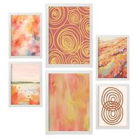 POSTER Set Mit 6 Orangefarbene Spries In Zusammenfassungen A3 & A4 Weißer Rahmen - Weiß, Papier (29/3cm) - Nacnic