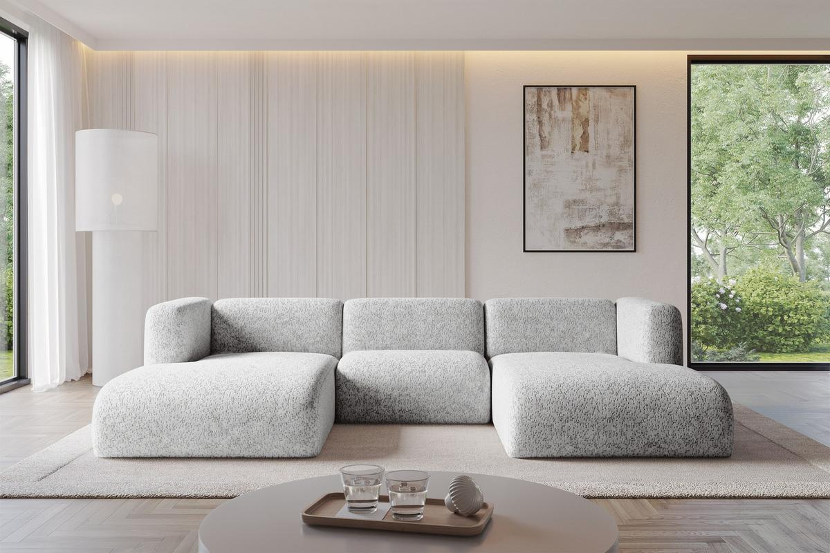 WOHNLANDSCHAFT MIRA-U1 317x179x70 Grau Velours - Schwarz/Grau, Holzwerkstoff/Kunststoff (317/70/179cm) - ALTDECOR