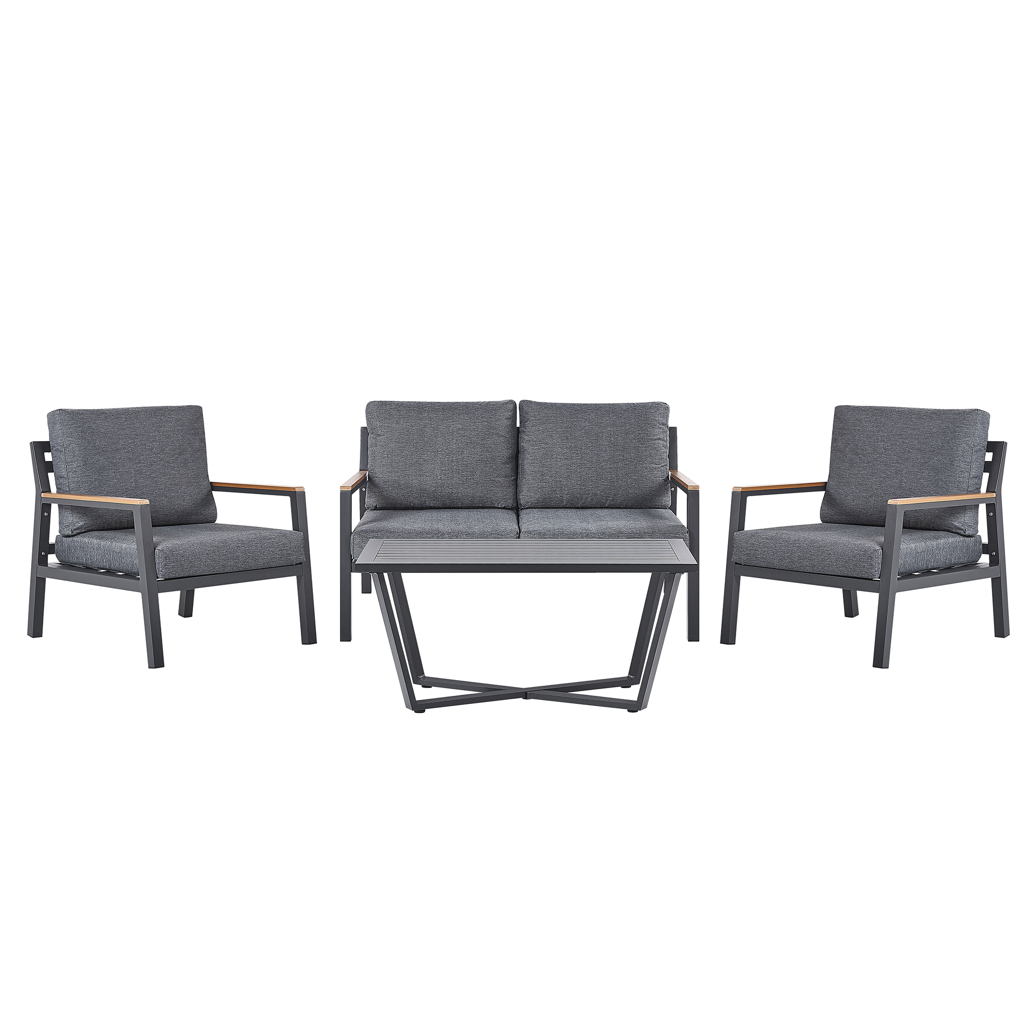 LOUNGE-SET 4-sitzer Aluminium Schwarz Delia - Schwarz, Metall - Beliani