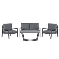 LOUNGE-SET 4-sitzer Aluminium Schwarz Delia - Schwarz, Metall - Beliani