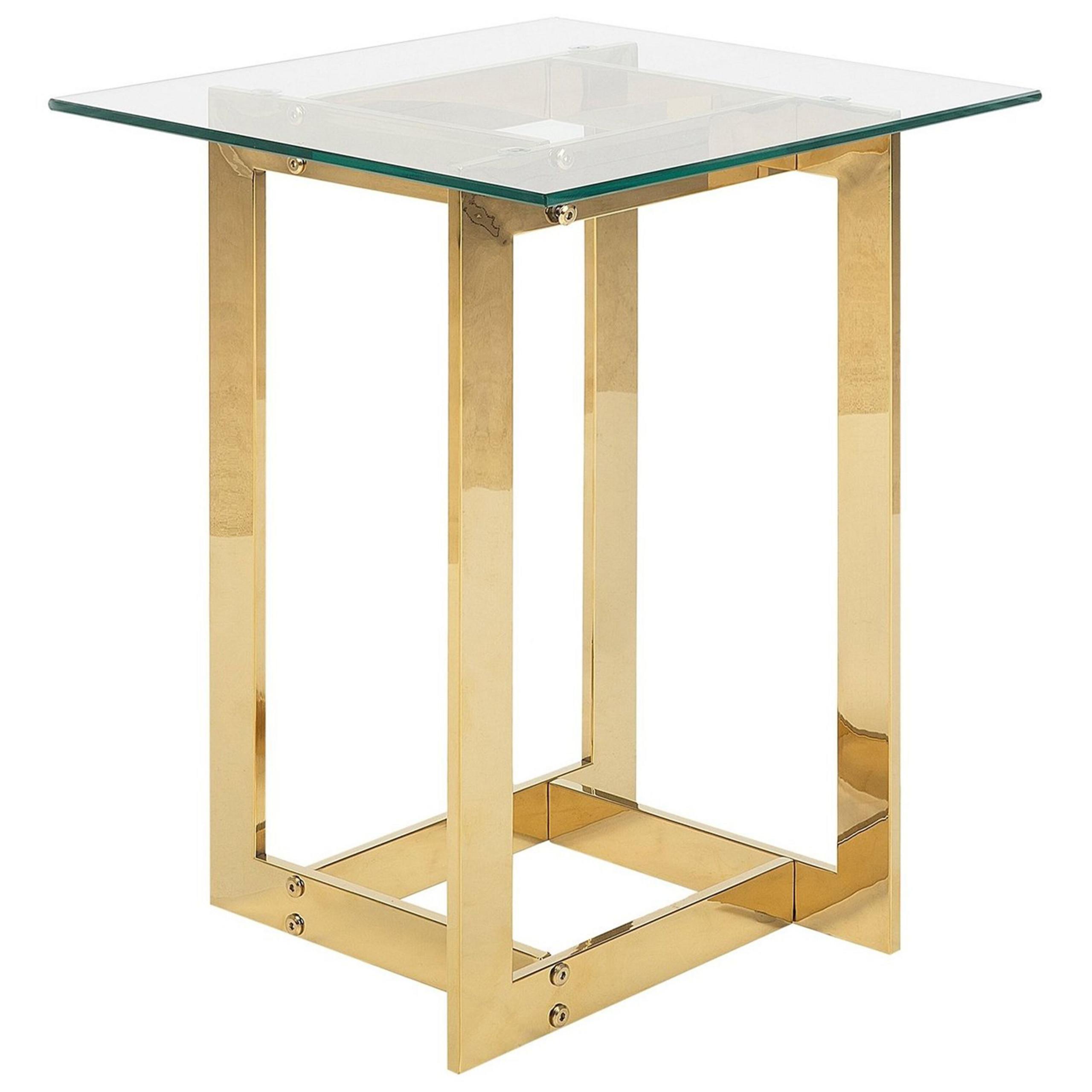 BEISTELLTISCH Glas gold quadratisch 40/40 cm Crystal - Transparent/Goldfarben, Glas (40/40/52cm) - Beliani