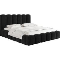 POLSTERBETT Serenity mit Bettkasten, Schwarz Samt 140x200 cm - Schwarz Hochglanz/Birkefarben, Holzwerkstoff/Kunststoff (140/200cm) - WFL GROUP