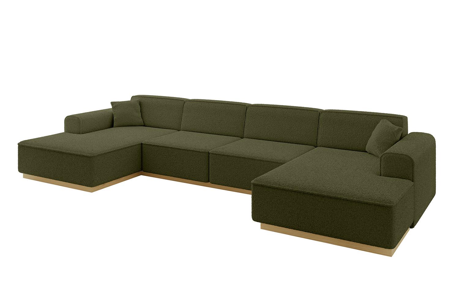 WOHNLANDSCHAFT IREA-U2-v2 - 386x165x80 cm Grün - Platinfarben, Holzwerkstoff/Textil (386/80/165cm) - ALTDECOR