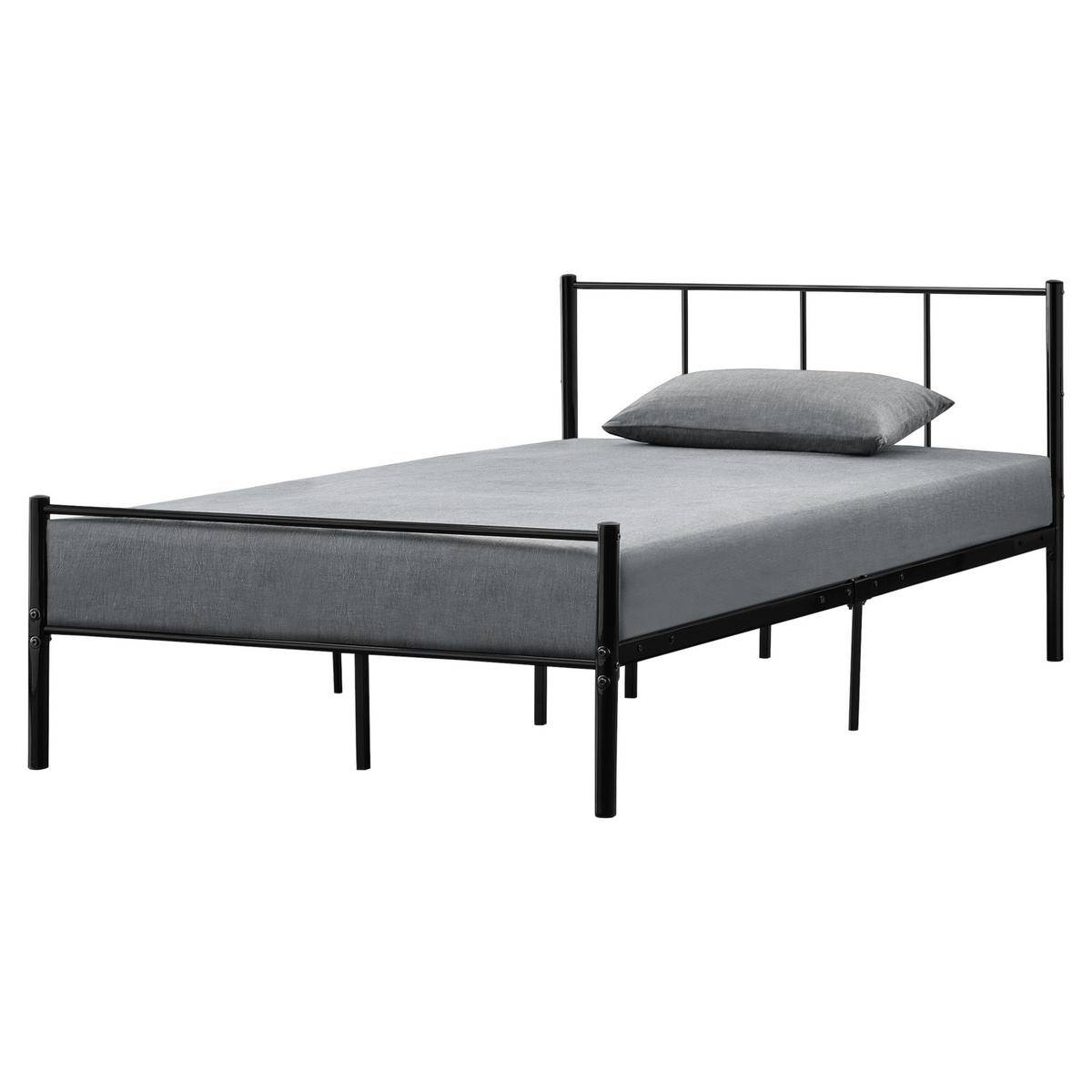 METALLBETT Laos mit Matratze - Schwarz, Textil/Metall (120/200cm) - [en.casa]