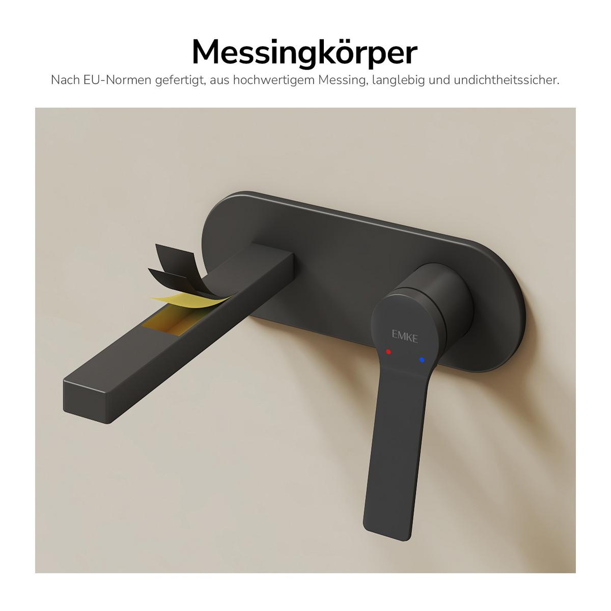 WASCHTISCHARMATUR mit Luftsprudler Messing Schwarz - Schwarz, Metall (21/7/28.8cm) - EMKE