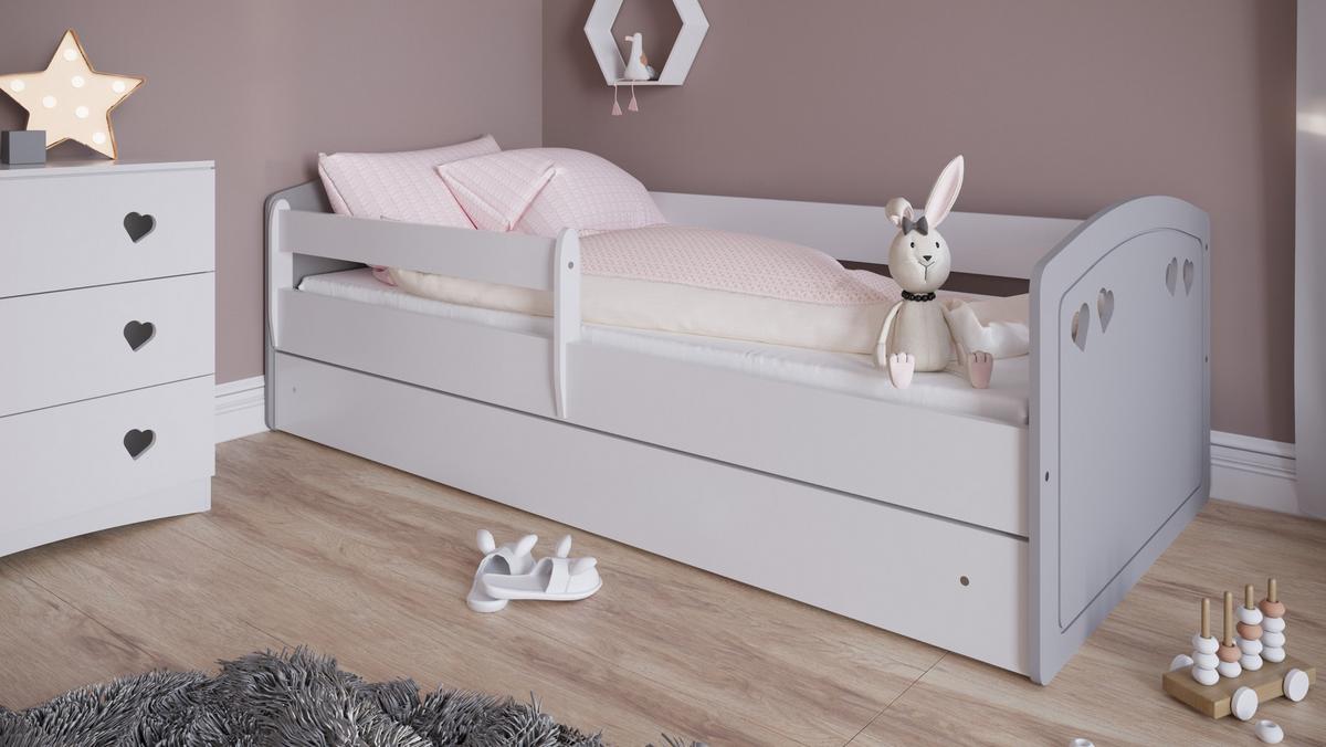 KINDERBETT JULIA mit Schublade ohne Matratze Grau 90/65/184 - Grau, Holzwerkstoff (80/180cm) - RAUMHIRSCH FURNITURE