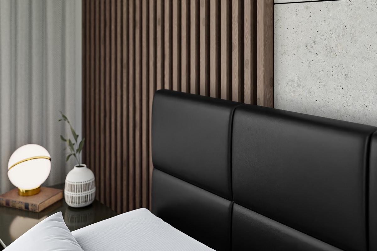BOXBETT mit Matratze H4 und Lattenrost - ARDENI - 140x200 cm - H4 - Schwarz Hochglanz - Schwarz Hochglanz, Holzwerkstoff (140/200cm) - ALTDECOR