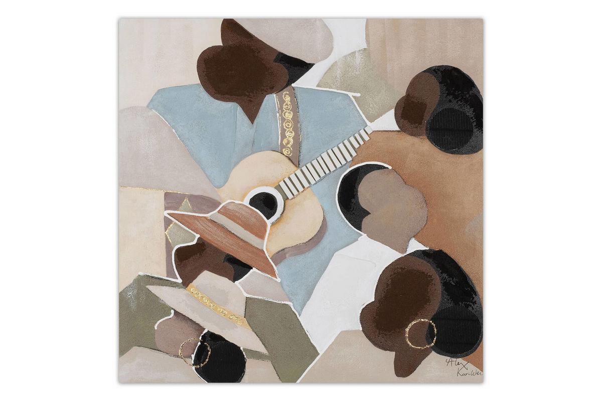 ACRYLBILD HANDGEMALT 80/80 cm - Beige/Braun, Holz/Textil (80/80cm) - KUNSTLOFT