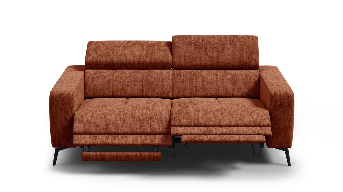 RELAXSOFA MORELLO 3-Sitzer, rostrot, 2 x Relax Zero Gravity - Orange, Holz/Textil (206/82/103cm) - Wozimo