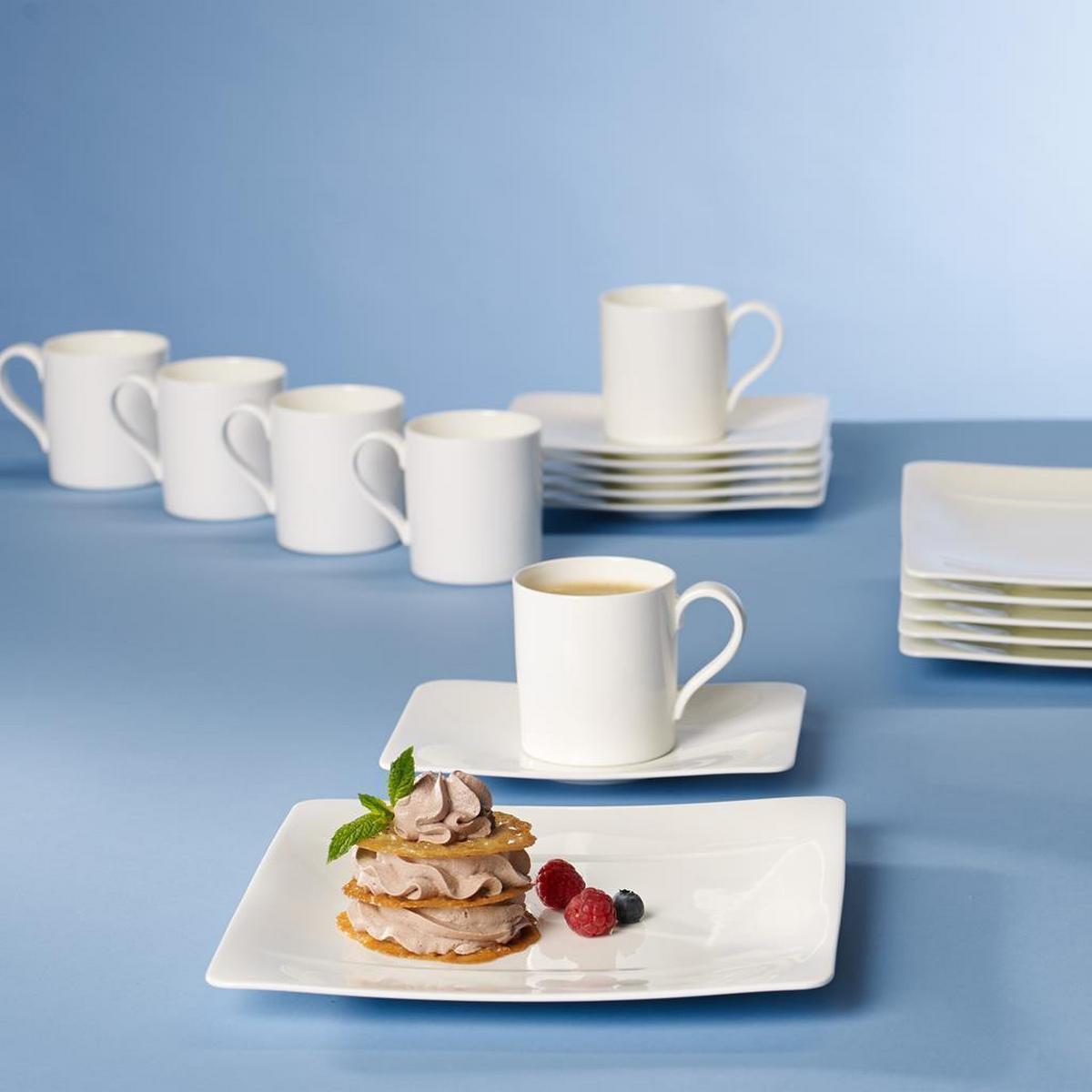 KAFFEETASSE MIT UNTERTASSE Modern Grace weiß 170 ml - Weiß, Keramik (14/9.7/17cm) - Villeroy & Boch