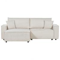 3-SITZER-ECKSOFA beige linksseitig mit Schlaffunktion Stauraum Karila - Beige, Textil (250/150cm) - Beliani