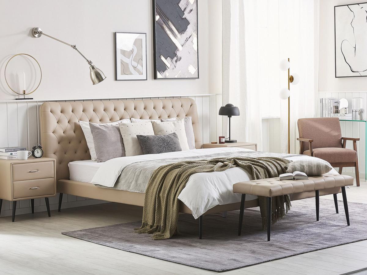 BETT 160/200cm Beige Essonne - Beige, Textil (160/200cm) - Beliani