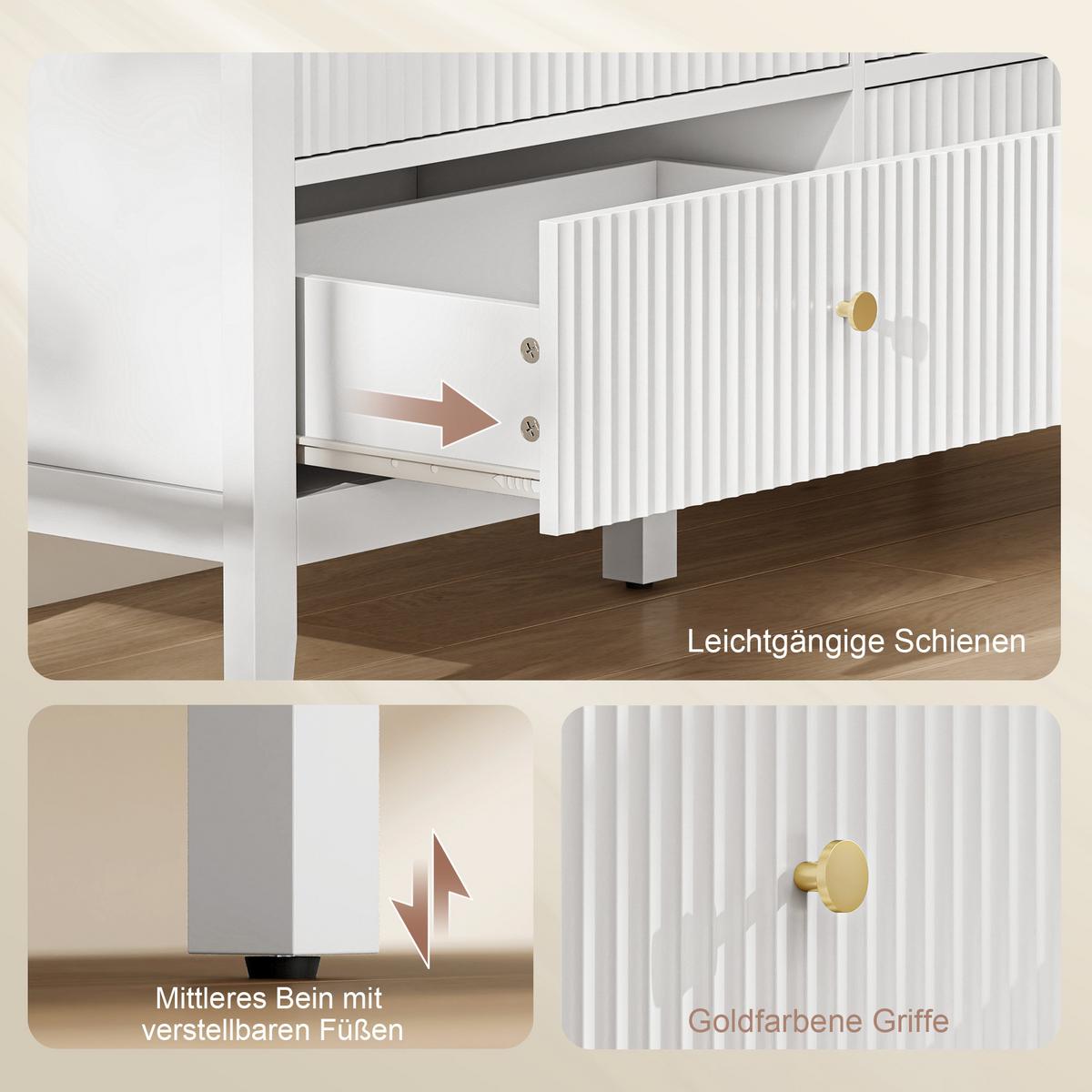 KOMMODE mit 6 Schubläden Weiß 100/40/78 cm - Goldfarben/Weiß, Holzwerkstoff/Metall (40/78/100cm) - HOMCOM