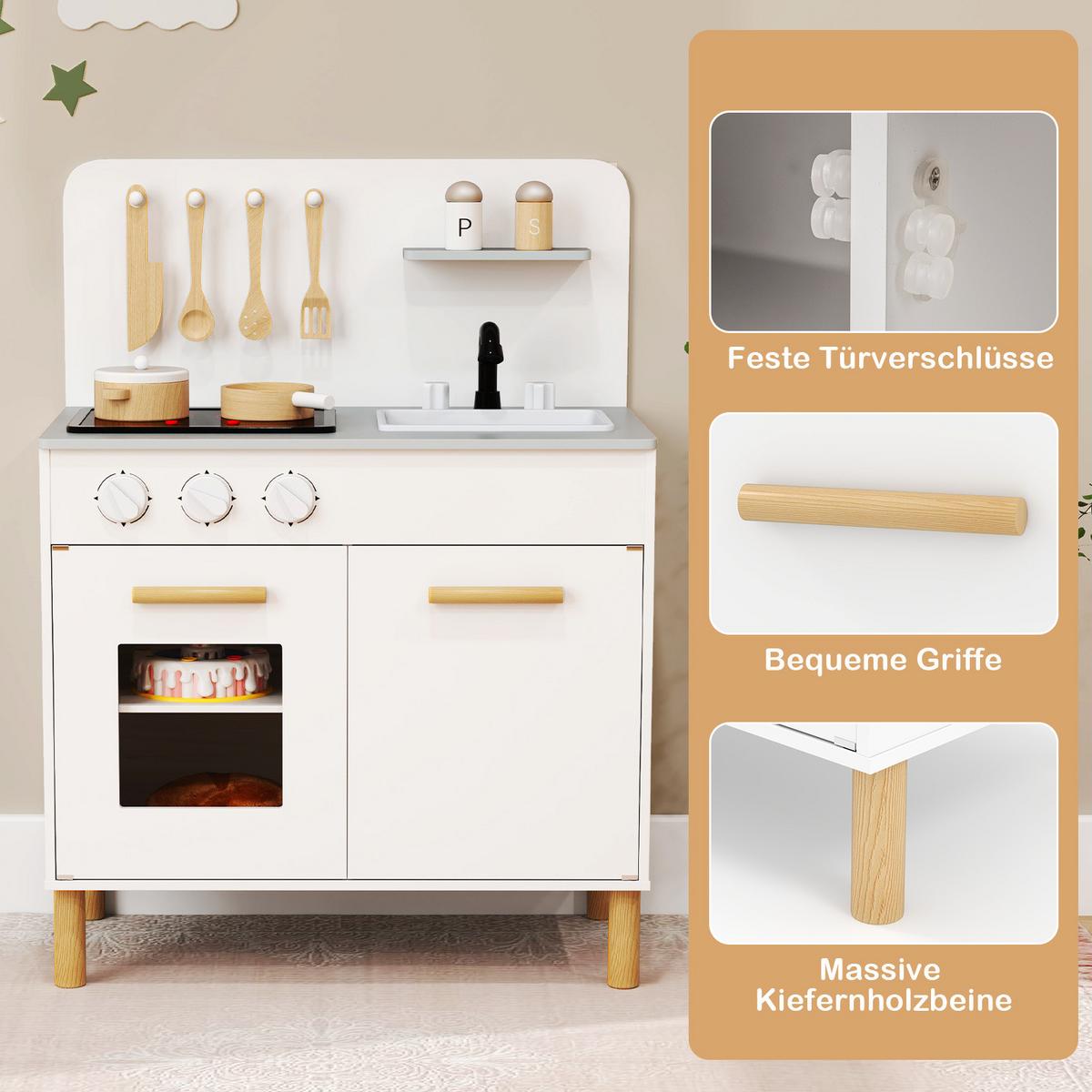 SPIELKÜCHE Weiß - Weiß, Holzwerkstoff (55/75/31cm) - COSTWAY