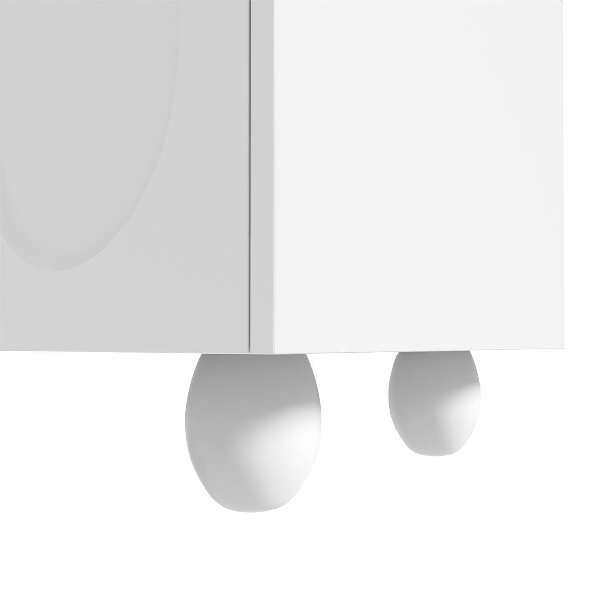 TV-LOWBOARD Weiß 180 cm mit geschwungenen Fronten & runden Holzbeinen - Weiß, Holzwerkstoff (180/42/40cm) - Urban Meuble