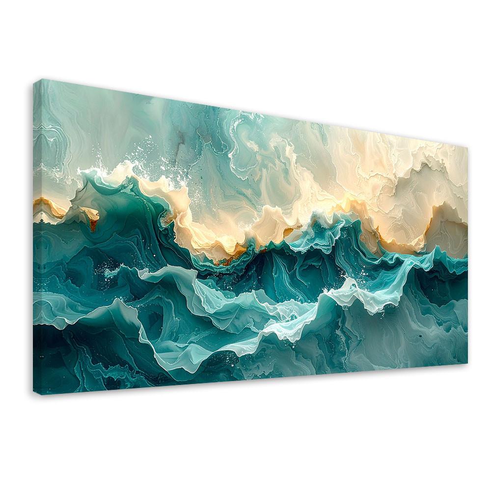 LEINWANDBILD Abstraktion 120x60cm - Türkis, Textil (120/60cm) - Feeby