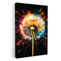 LEINWANDBILD Löwenzahn - Graffiti - Farbenfroh - Blumen - Natur Wanddeko 40x60 cm - Multicolor, Textil (40/60cm) - MuchoWow