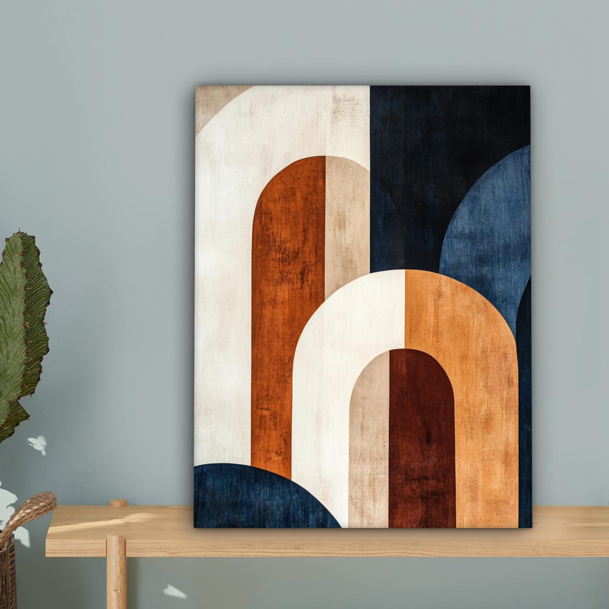 LEINWANDBILD Abstrakt - Formen - Dunkelblau Room Decor 30x40 cm - Cognac, Textil (30/40cm) - MuchoWow