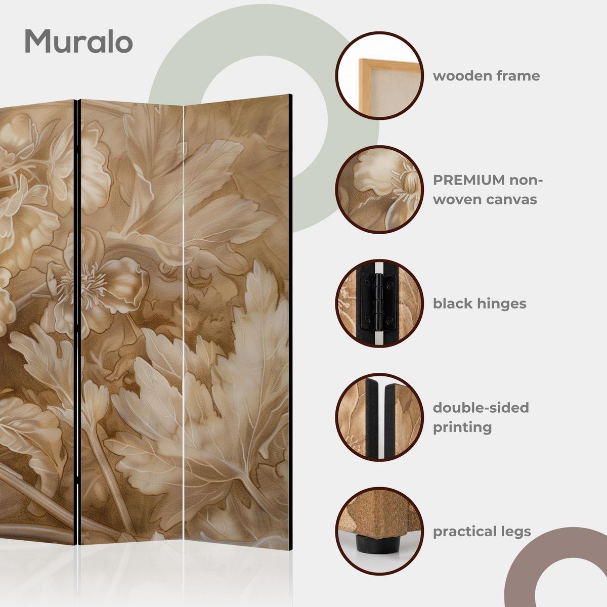 PARAVENT Akustik 3-tlg 135x172 cm Bambus Natur - Beige, Holz/Textil (135/172/3cm) - Muralo