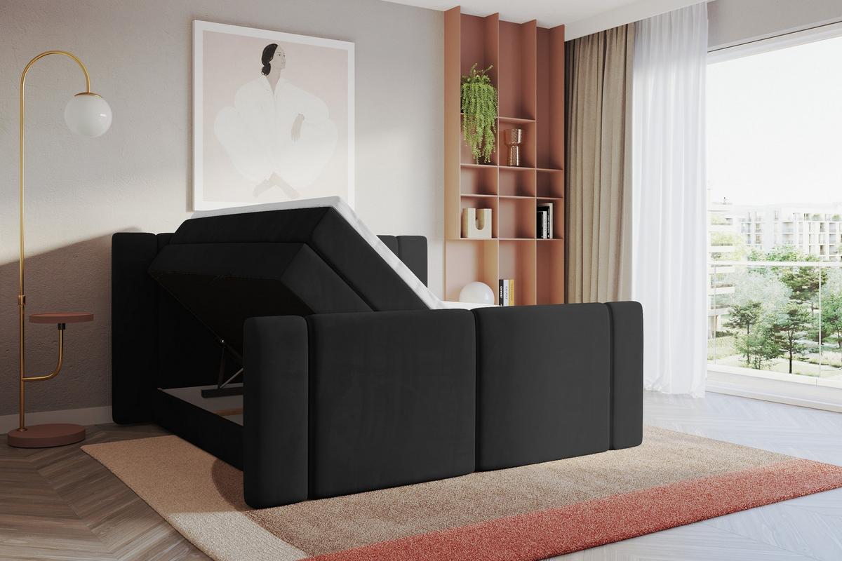 BOXSPRINGBETT mit Matratze H3/H4 - EVON KING Zanozek - 180x200 cm Schwarz - Schwarz, Holzwerkstoff (180/200cm) - ALTDECOR