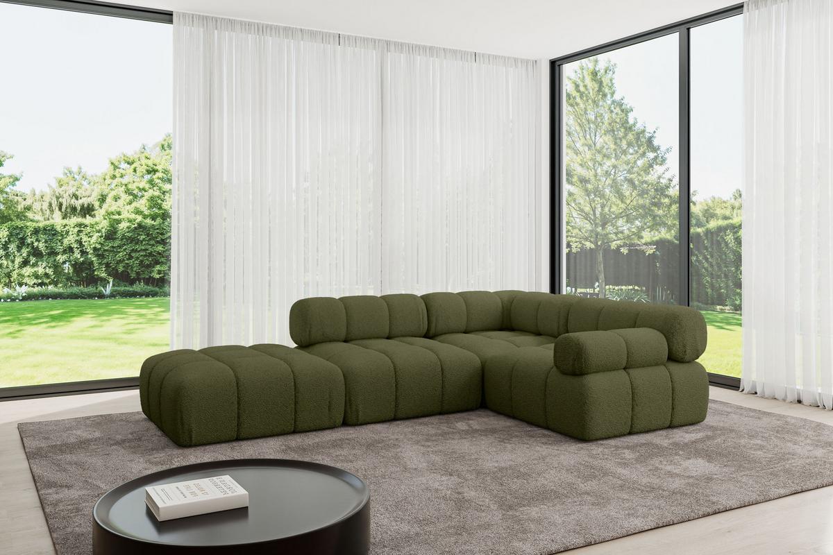 ECKSOFA modulares Sofa Felto-L1 - 285x190x70 cm Grün Bouclé - Grün, Holzwerkstoff/Textil (285/190cm) - ALTDECOR