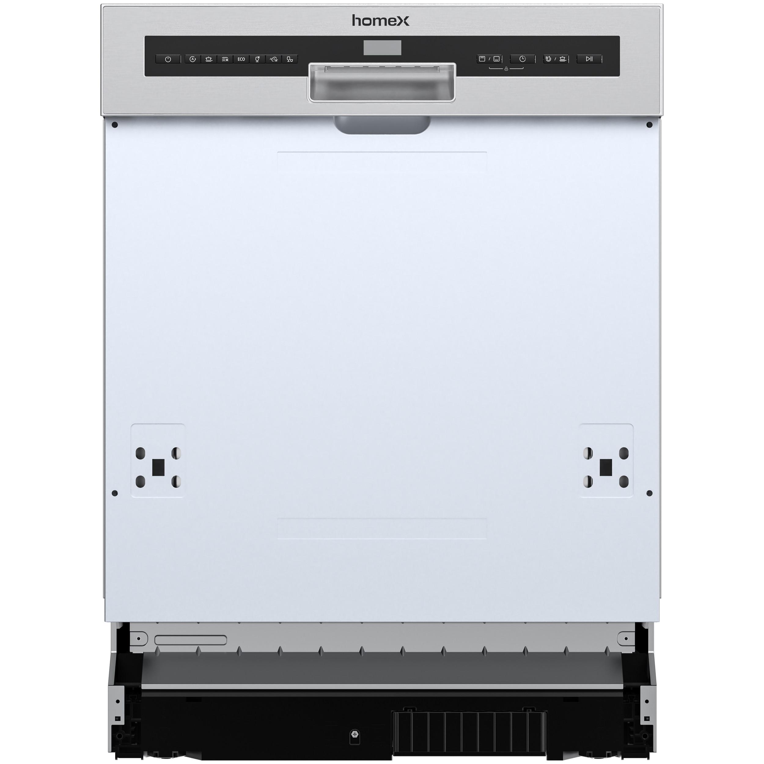 GESCHIRRSPÜLER teilintegrierbar 60 cm, Einbau Spülmaschine - 14 Maßgedecke, 7 Programme, AquaStop, 44 dB - Silberfarben, Kunststoff/Metall (59.8/81.5/57cm) - homeX