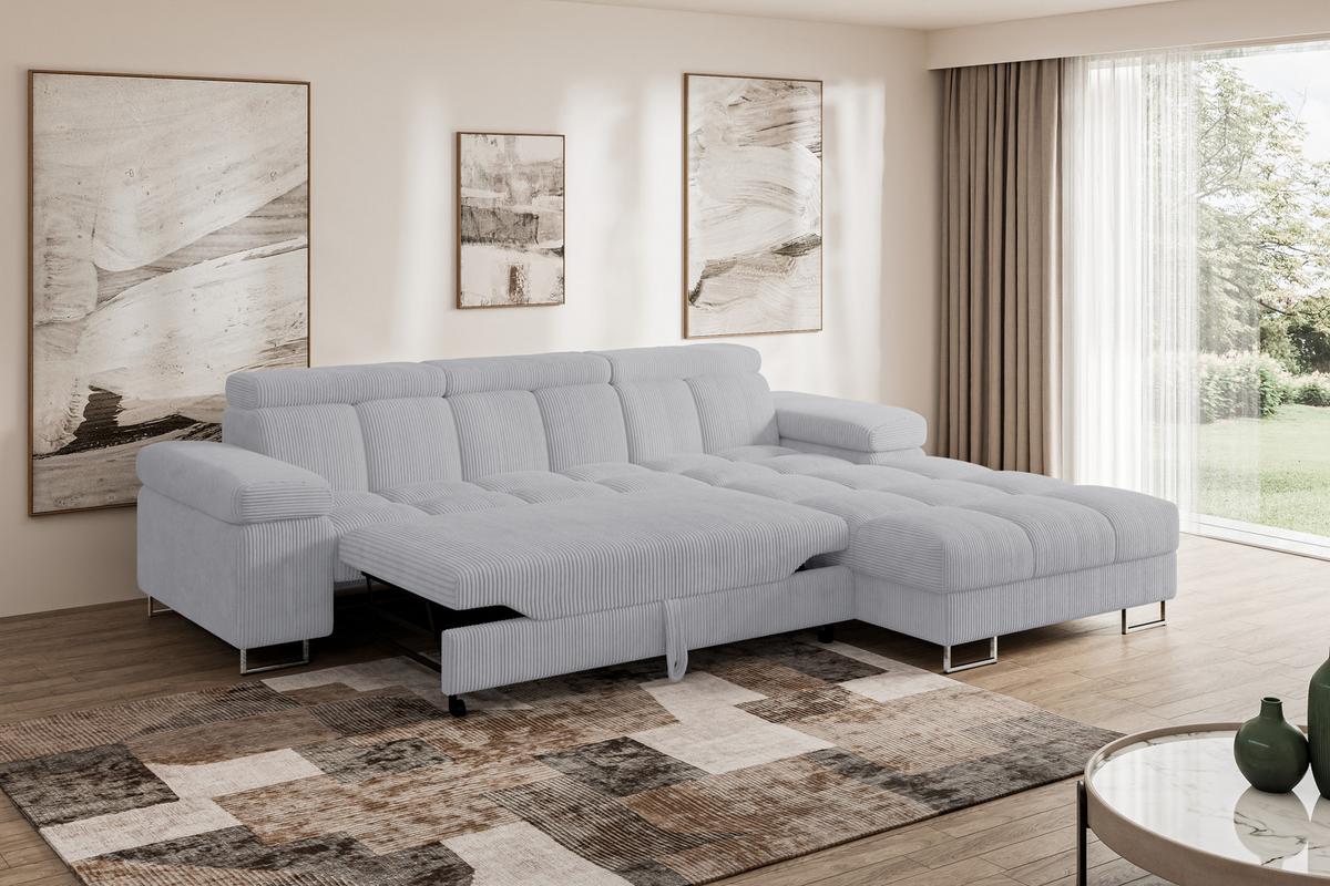 ECKSOFA mit Schlaffunktion Ottomane Rechts COMA L 271x203x79 Grau Cord - Anthrazit, Holzwerkstoff/Textil (203/271cm) - ALTDECOR