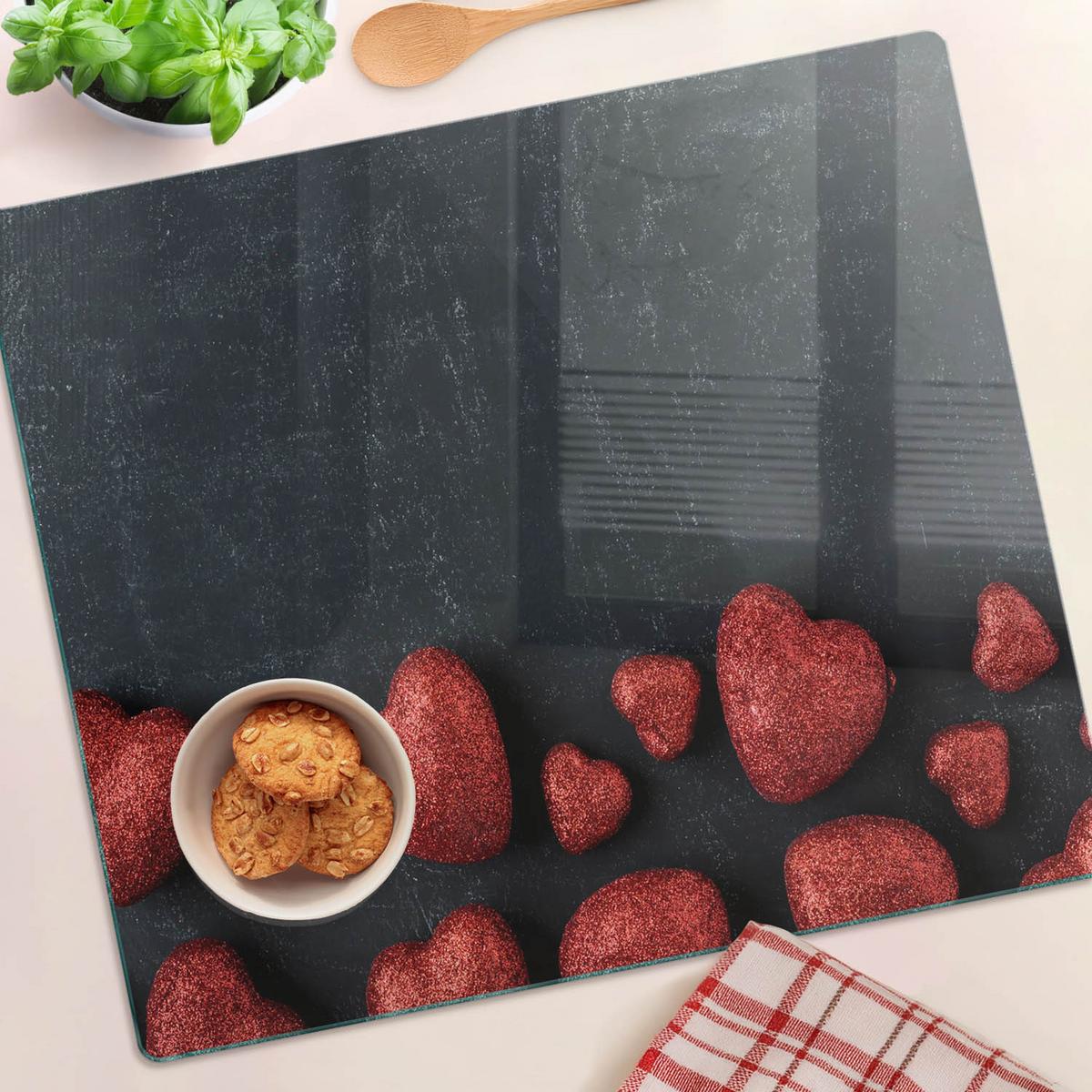 GLASPLATTE 60x52 cm Tisch der Herzen - Rot, Glas (60/0.4/52cm) - TULUP