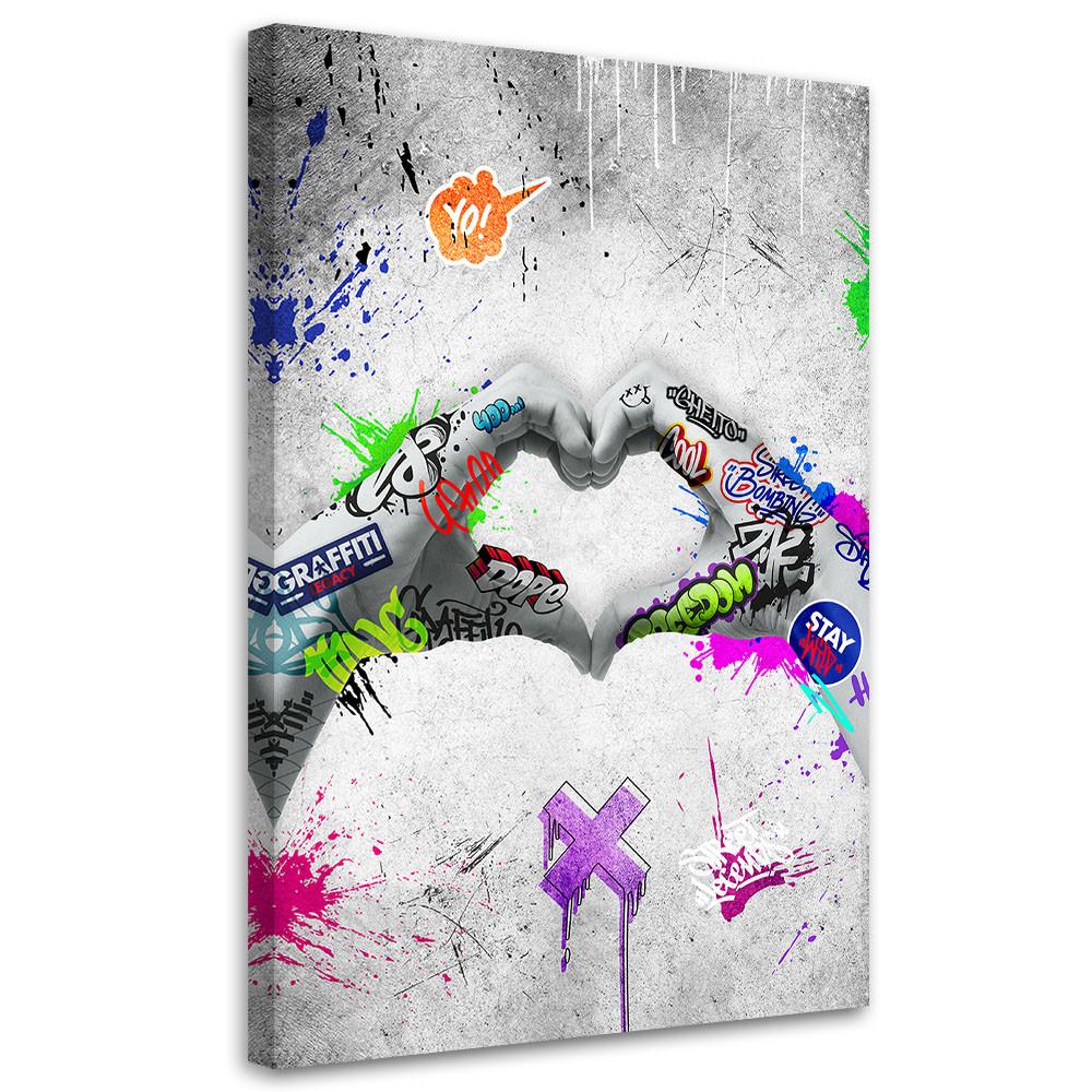 LEINWANDBILD Street Art Herz 70x100cm - Grau, Textil (70/100cm) - Feeby