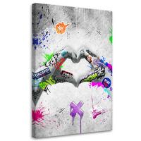 LEINWANDBILD Street Art Herz 40x60cm - Grau, Textil (40/60cm) - Feeby