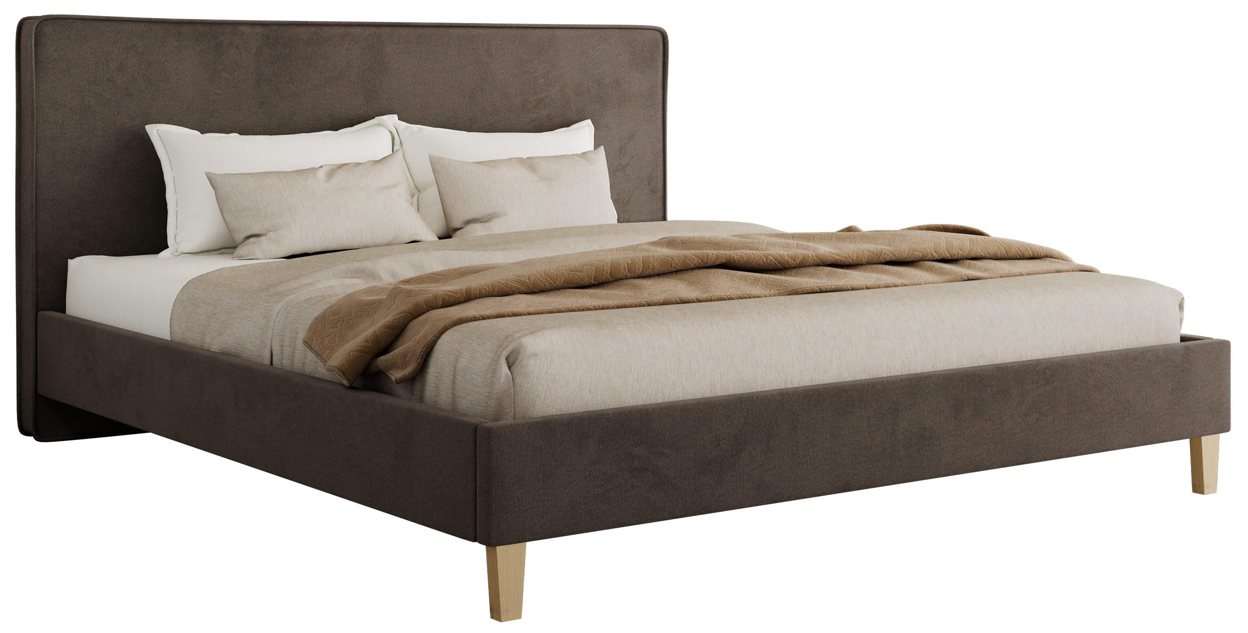 POLSTERBETT LUMARO CLASSIC 200/200 - Braun Velvet - Matratze Foam - Braun/Kernbuche, Holz/Textil (200/200cm) - MKS