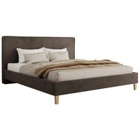 POLSTERBETT LUMARO CLASSIC 200/200 - Braun Velvet - Matratze Foam - Braun/Kernbuche, Holz/Textil (200/200cm) - MKS