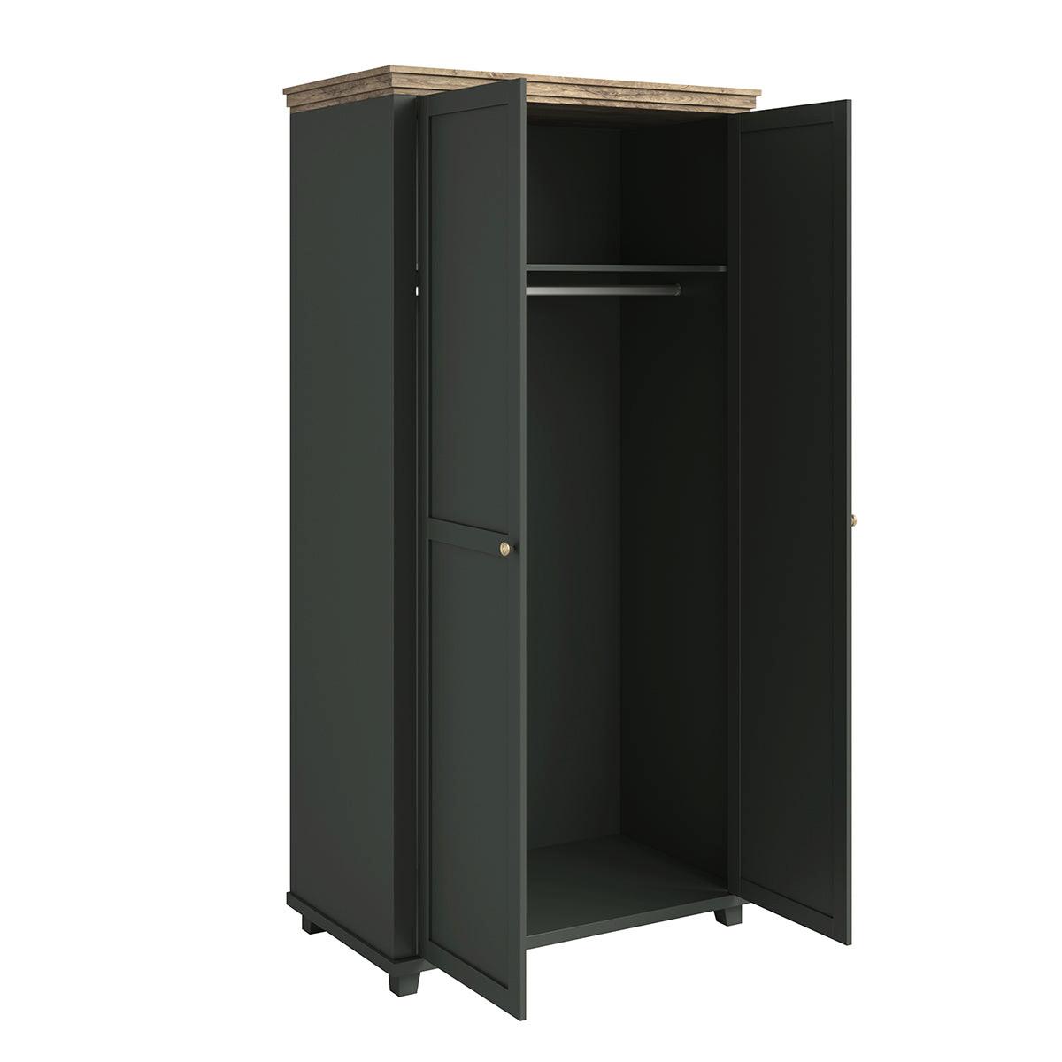 SCHRANK 2 Türen Martin Grün und Holz - Grün, Holzwerkstoff (108.1/216.1/61.7cm) - Petits-meubles