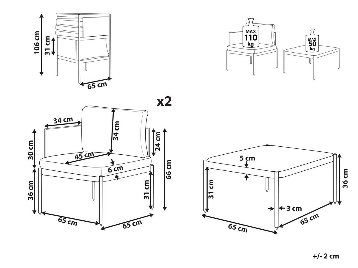 LOUNGE SET 2-Sitzer modular Grün Terracina - Grün, Metall - Beliani
