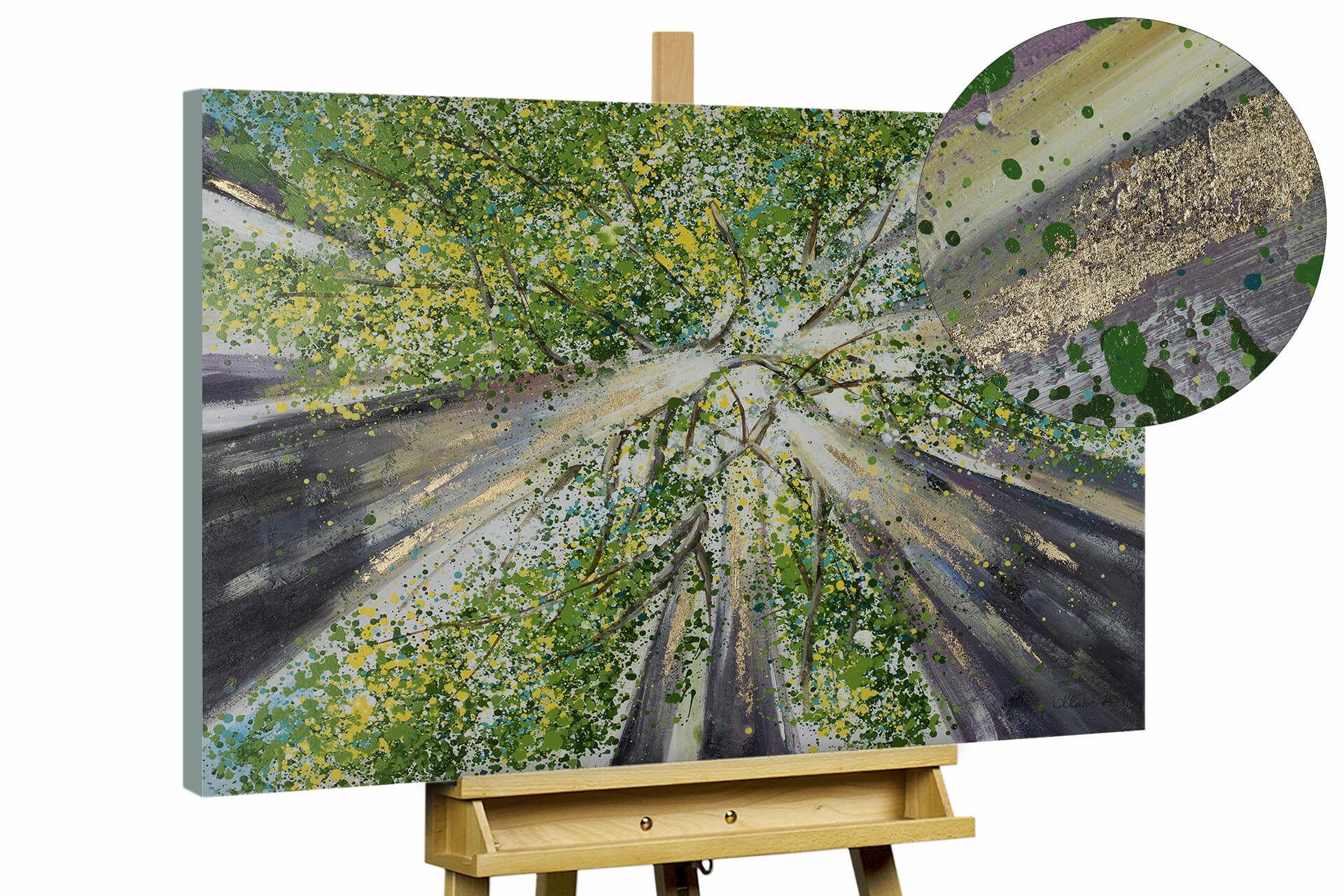ACRYLBILD HANDGEMALT 100/75 cm - Braun/Grün, Holz/Textil (100/75cm) - KUNSTLOFT