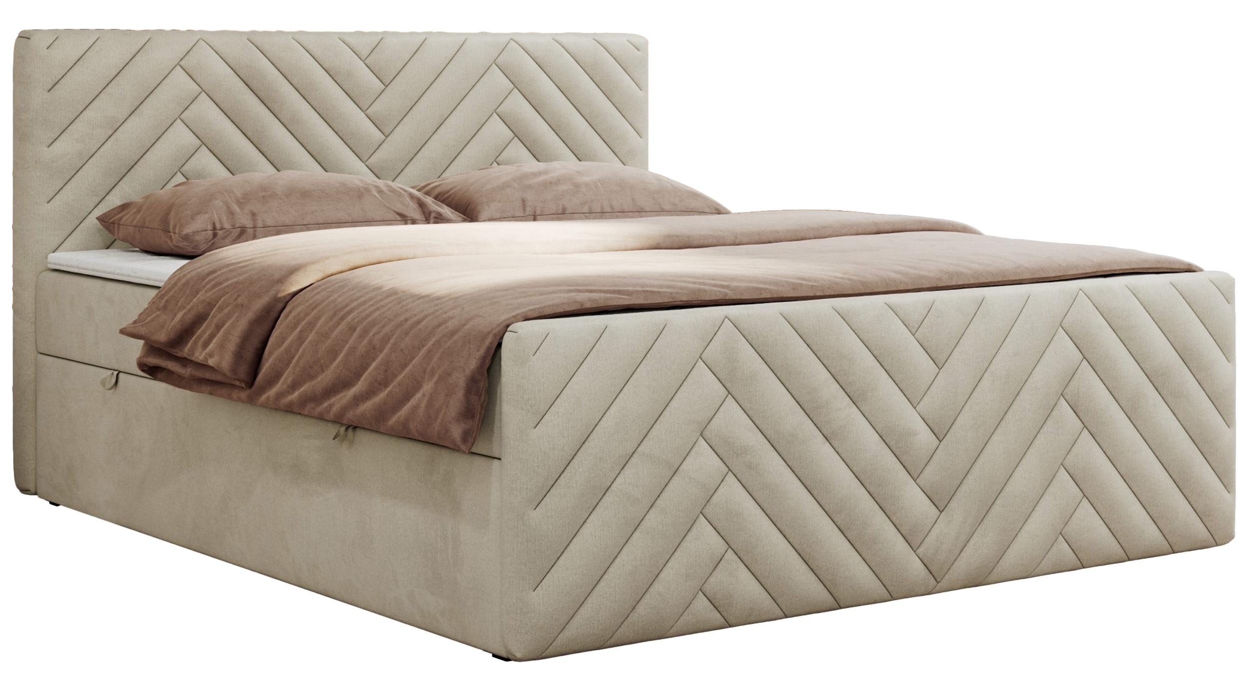 BOXBETT PARIS DUO 120/200 - Beige Velvet - H3 - Beige, Holz/Textil (120/200cm) - MKS