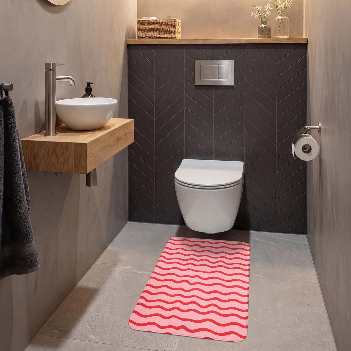 WC-VORLEGER Verspielt - Muster - Rot WC Teppich 50x80 cm - Rosa, Textil (50/1cm) - OnlyWow