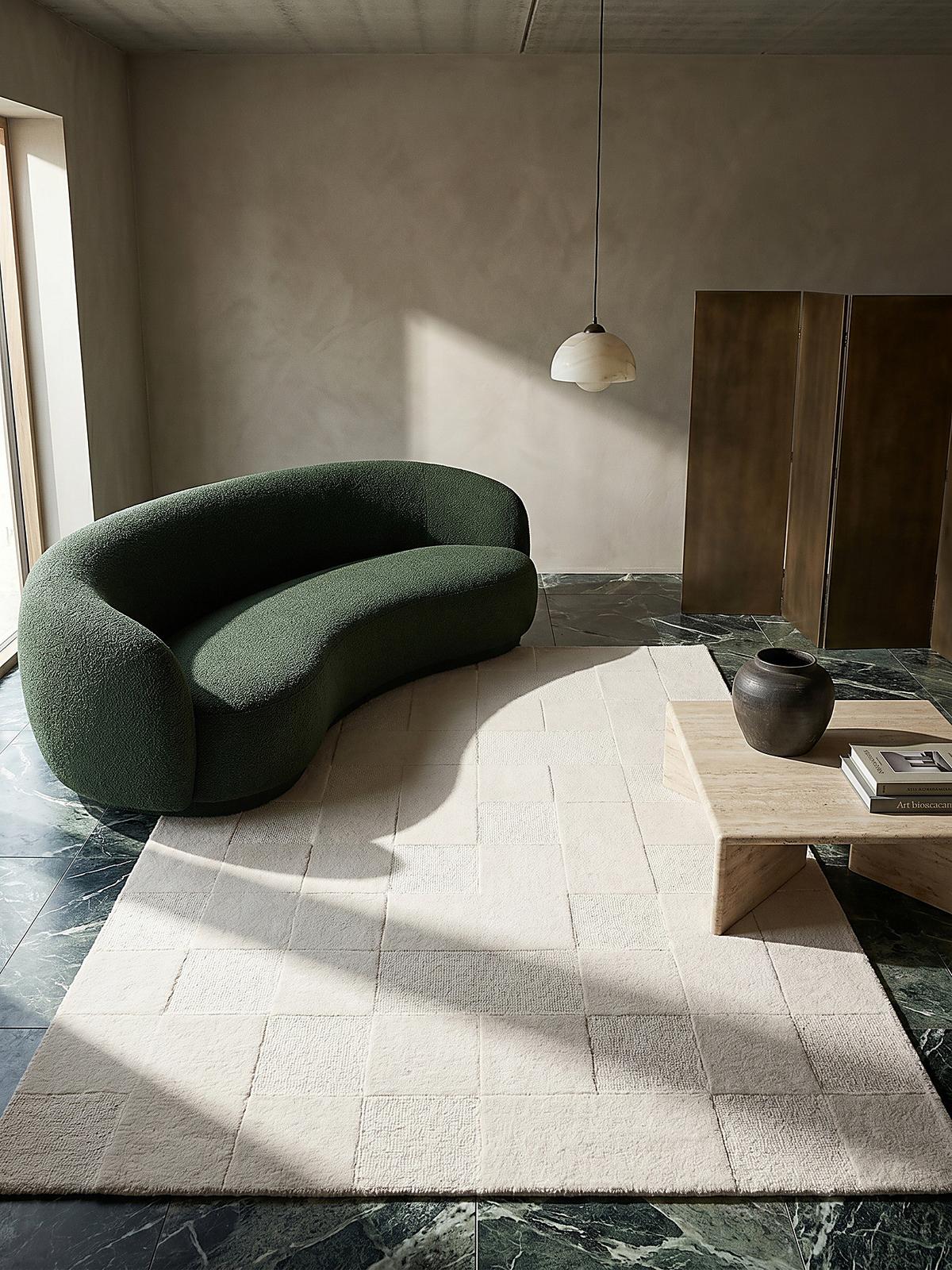 TEPPICH aus Wolle DEBEN in Elfenbein, mit Schachbrettmuster, 200 x 290 cm - Beige, Textil (200/290cm) - KADIMA DESIGN