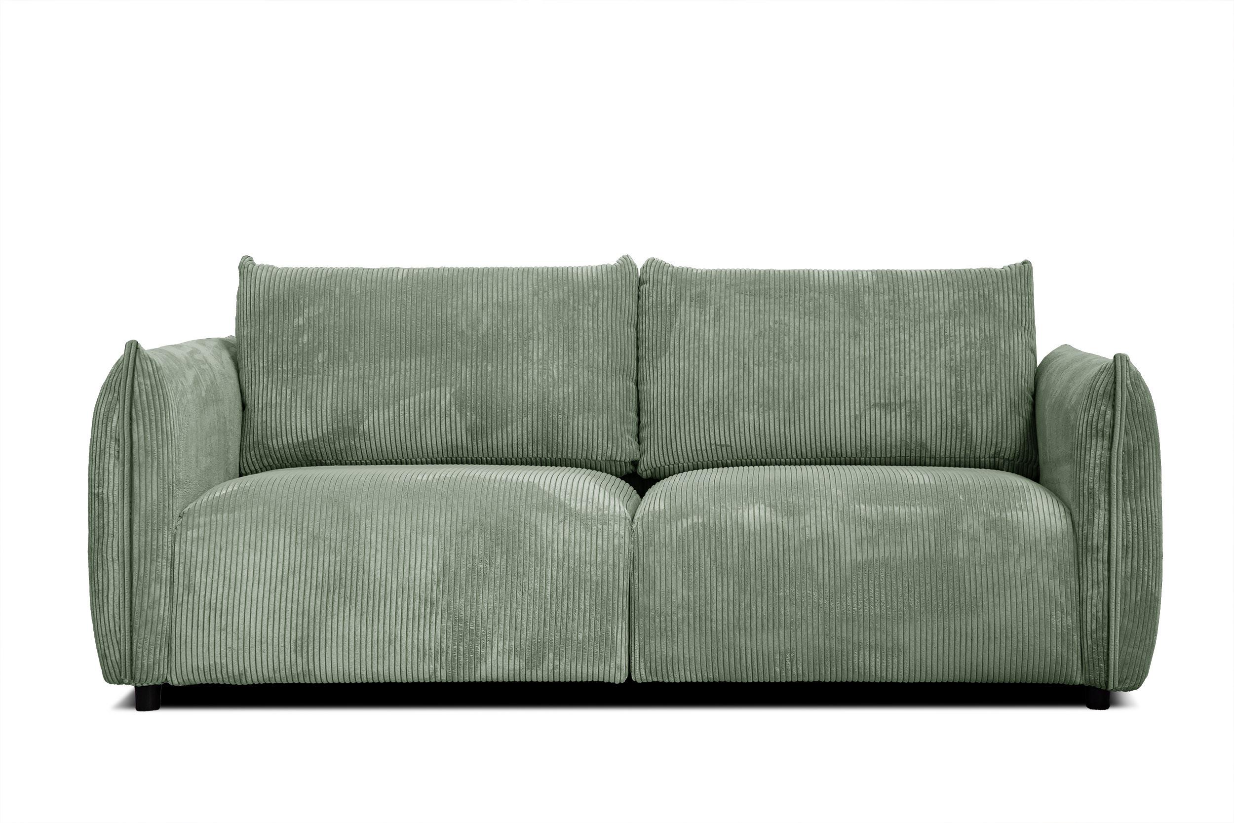 SOFA TAUER 3-Sitzer, mintgrün - Schwarz/Mintgrün, Holzwerkstoff/Kunststoff (112/84/206cm) - Wozimo