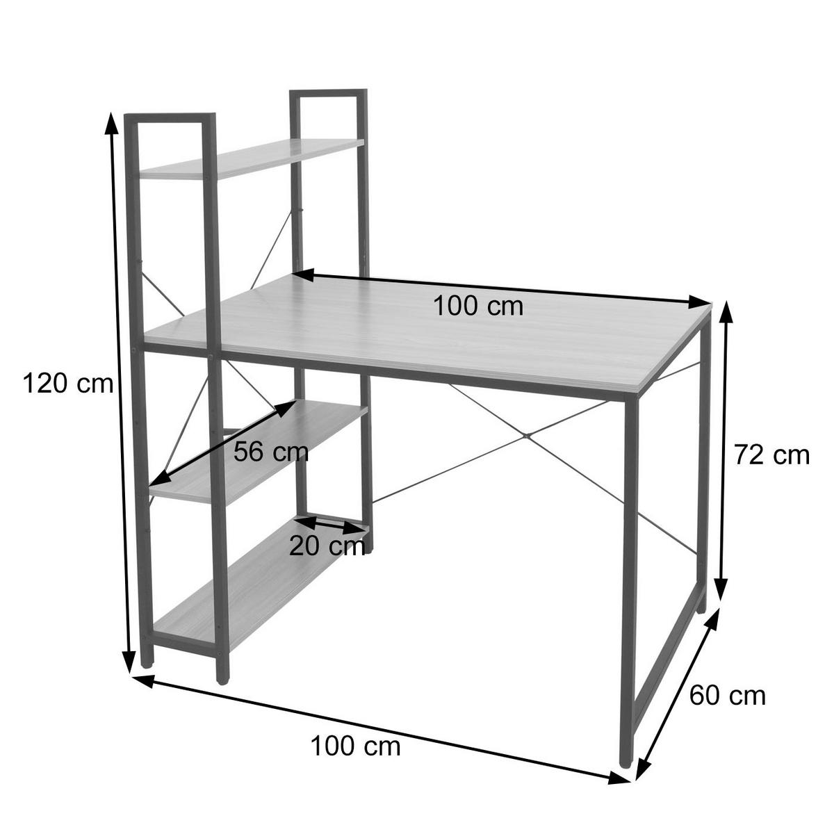 SCHREIBTISCH MIT REGAL eckig Grau, Braun - Braun/Grau, Holzwerkstoff (60/100/120cm) - MCW