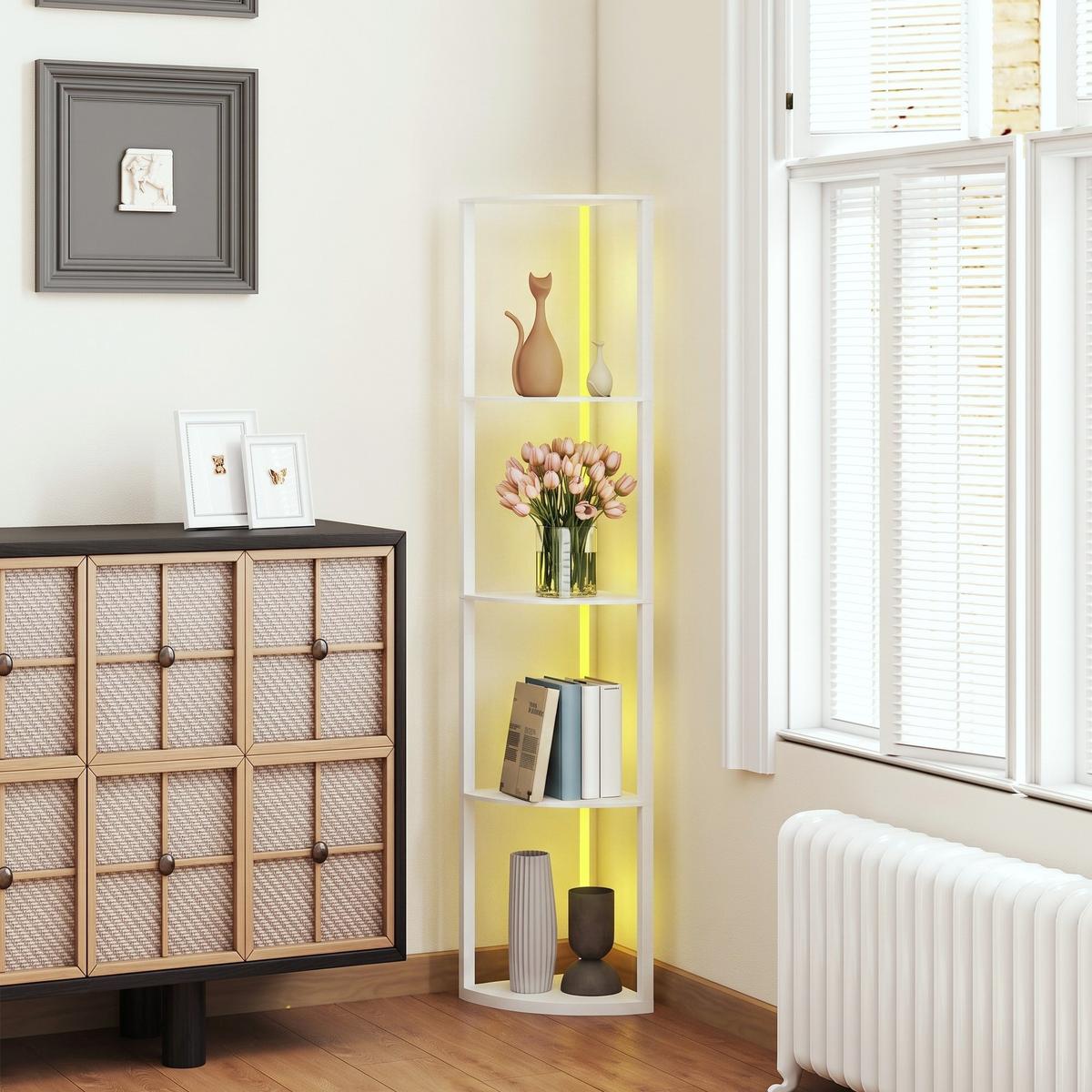 STEHLAMPE MDF Weiß - Weiß, Holzwerkstoff (42/29.5/163cm) - HOMCOM