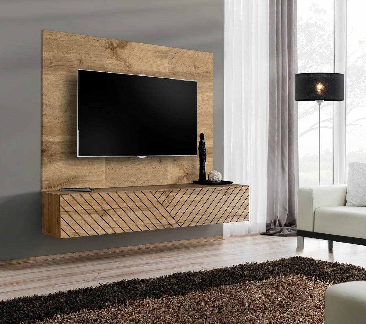 WANDPANEEL Eiche Wotan 180 x 118 cm, TV Rückwandverkleidung in modernem Design - Eiche Wotan, Holzwerkstoff (180/118/1.6cm) - Inn.Furn