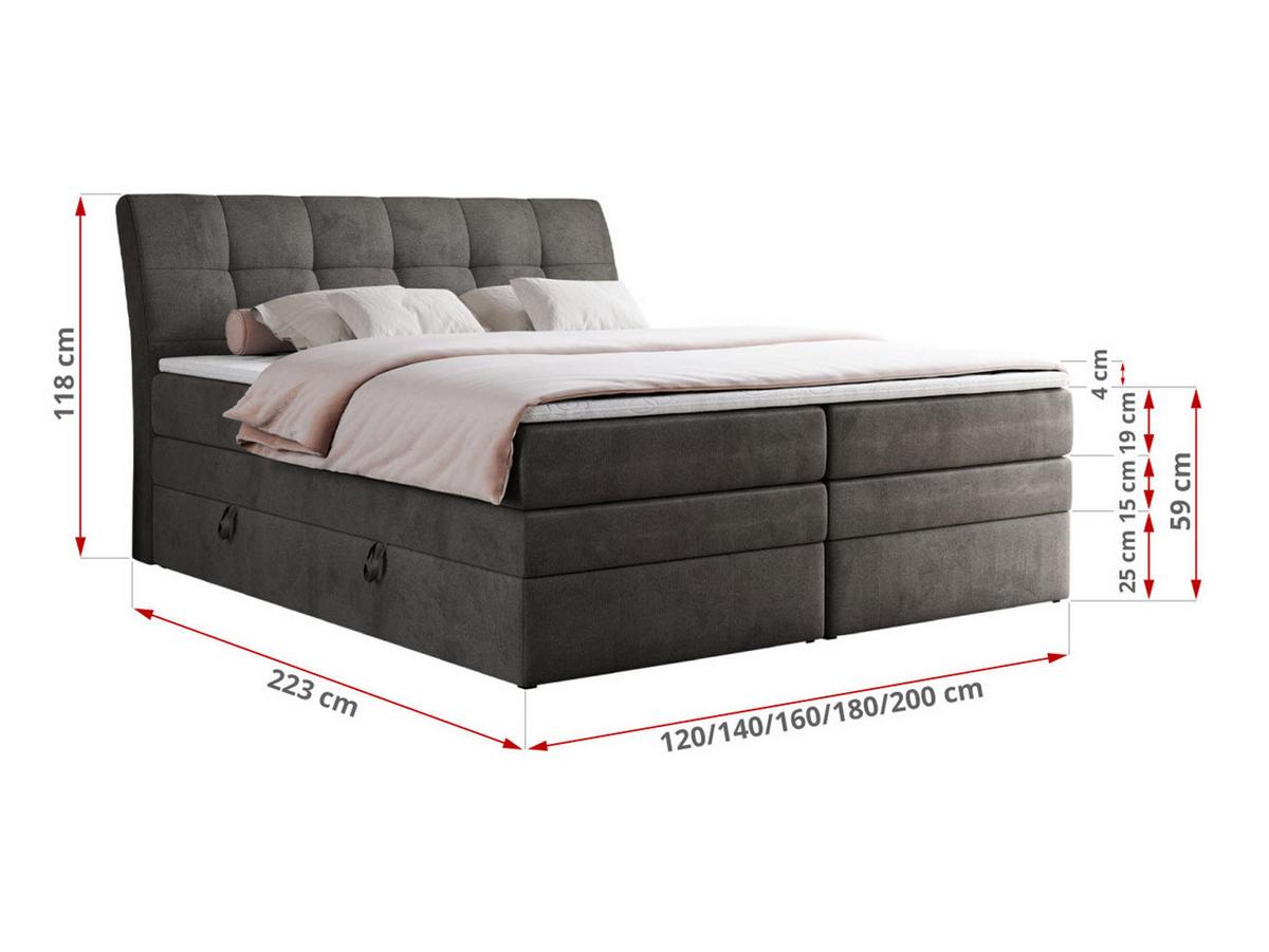 BOXSPRINGBETT GOLD-10 KING 160/200 Dunkelgrau Velvet - H3 - Dunkelgrau, Holz/Textil (160/200cm) - MKS