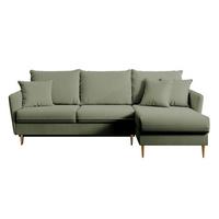ECKSOFA Volio Salbeigrün Samt - Goldfarben/Hellgrün, Textil/Metall (223/145cm) - Selsey