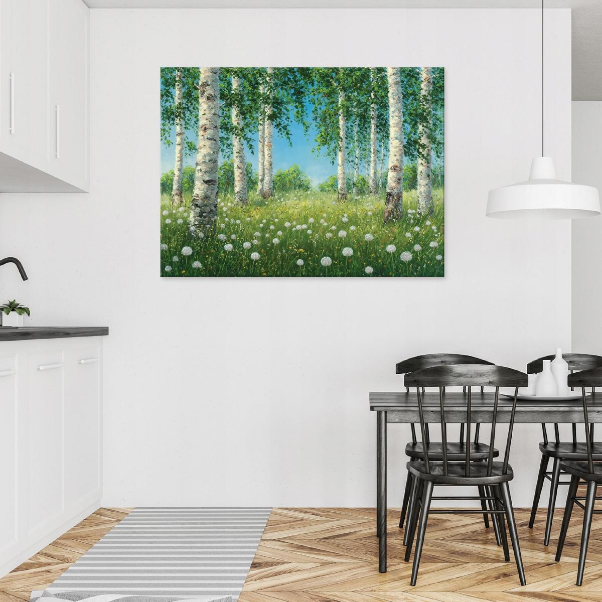LEINWANDBILD Wald Birken Grün 120x80 cm - Multicolor, Holzwerkstoff (120/80cm) - Wallarena