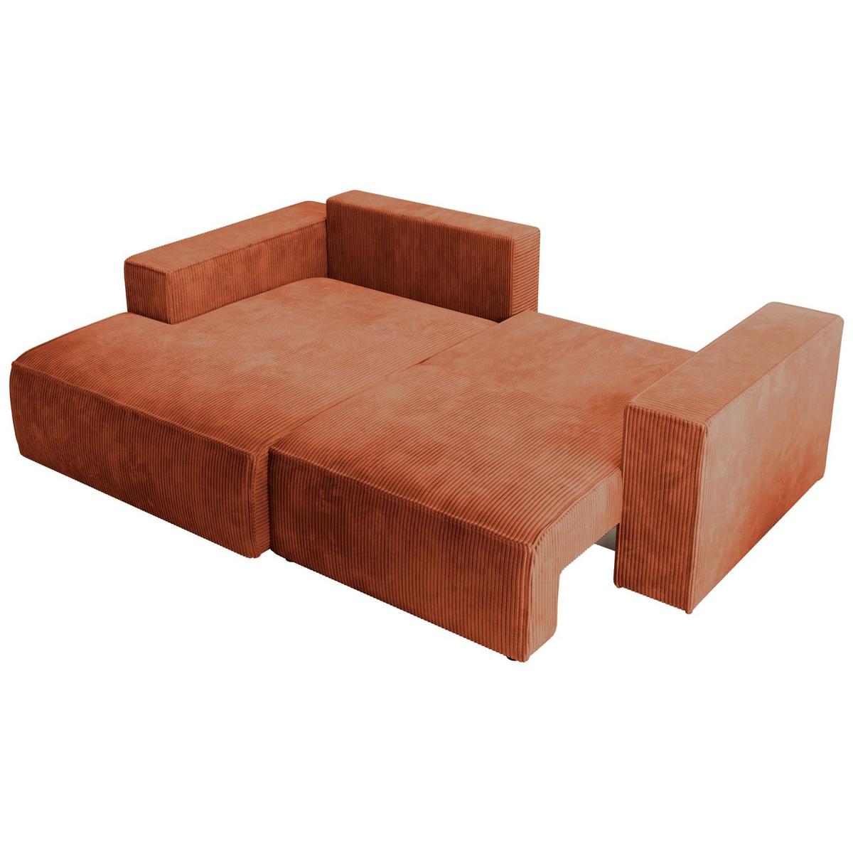 ECKSOFA Farese Mini mit Cordbezug Rostrot, links - Schwarz/Kupferfarben, Textil (240/167cm) - Selsey