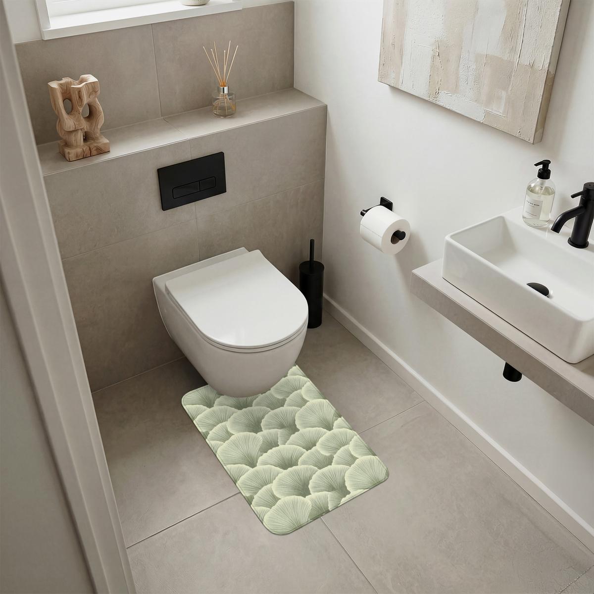 WC-VORLEGER Fächer - Blatt - Grün WC Teppich 40x60 cm - Pastellgrün, Textil (40/1cm) - OnlyWow