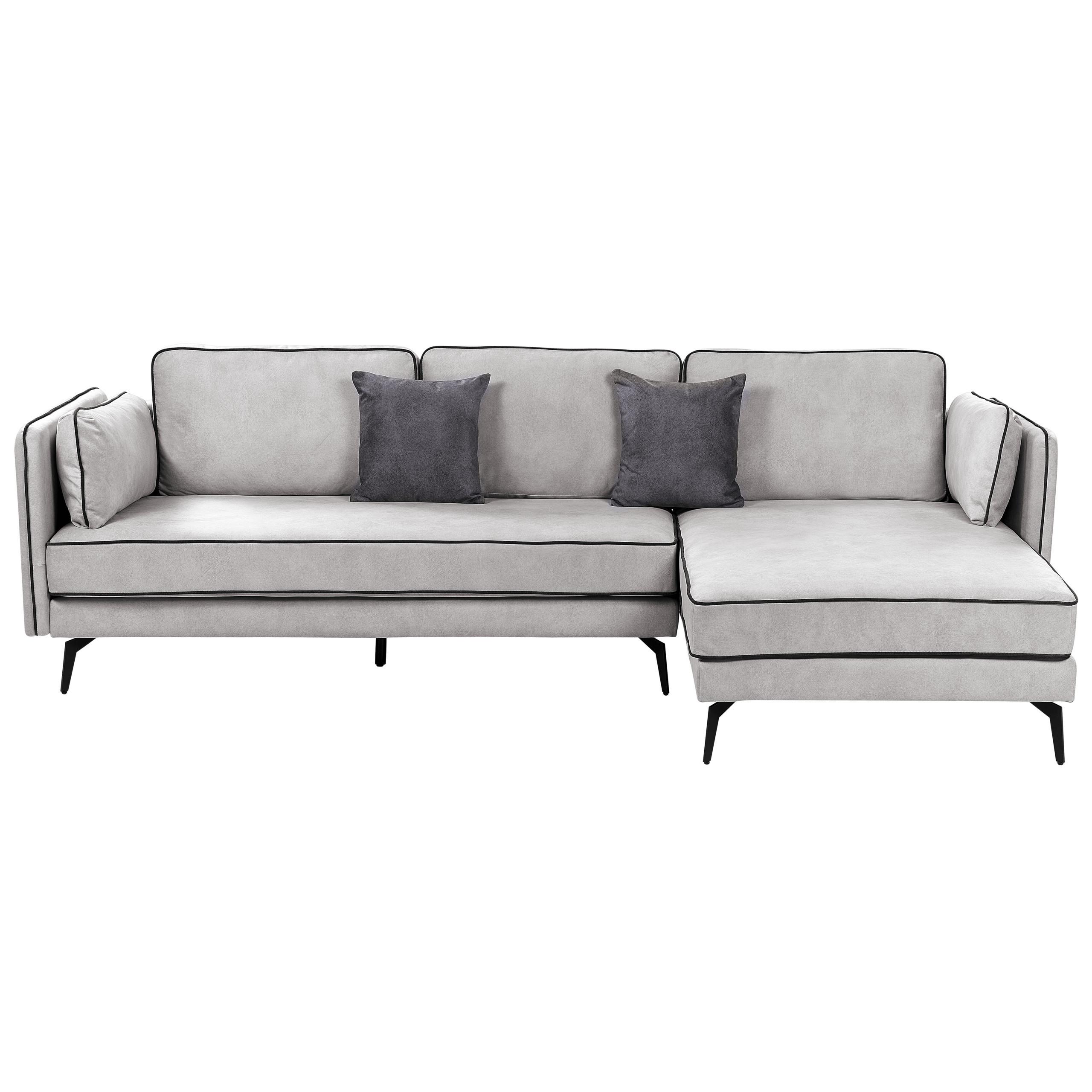 3-SITZER-ECKSOFA Samtstoff Hellgrau Altan - Hellgrau, Textil (268/157cm) - Beliani