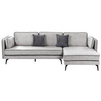 3-SITZER-ECKSOFA Samtstoff Hellgrau Altan - Hellgrau, Textil (268/157cm) - Beliani