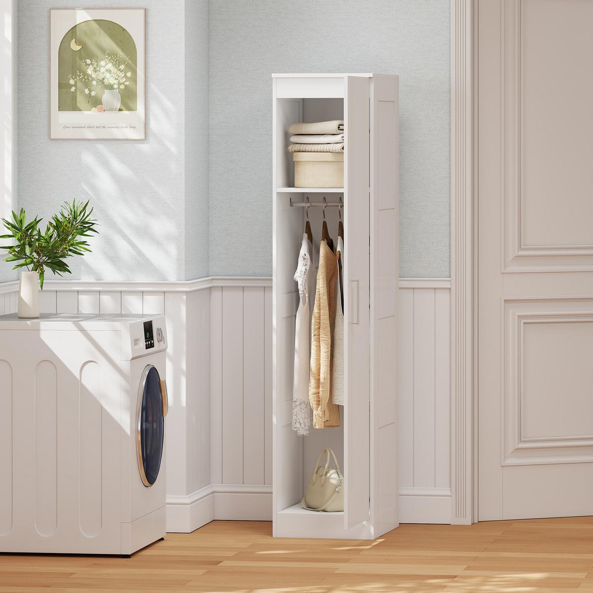 KLEIDERSCHRANK Spanplatte Weiß - Weiß, Holzwerkstoff (40/180/52cm) - HOMCOM